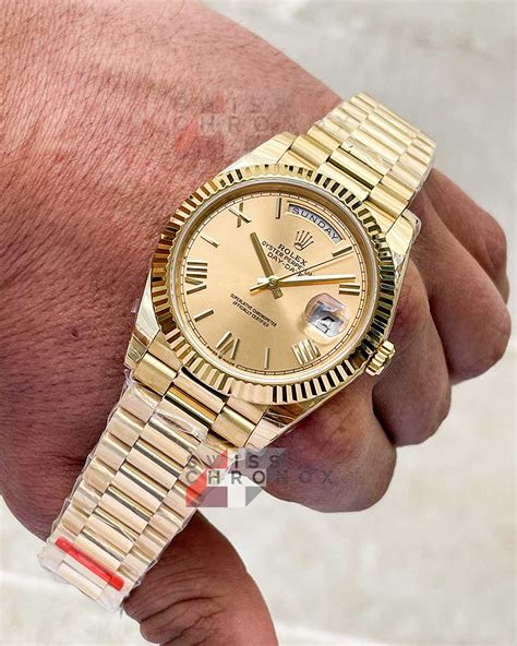 rolex day date oro bianco pelle|rolex day date 40 yellow gold.